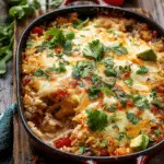 Cheesy Cuban Chicken Rice Bake