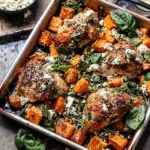 Sheet Pan Sesame Feta Chicken and Sweet Potatoes