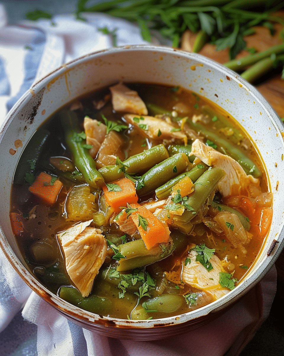 Green Bean Stew with Leftover Chicken