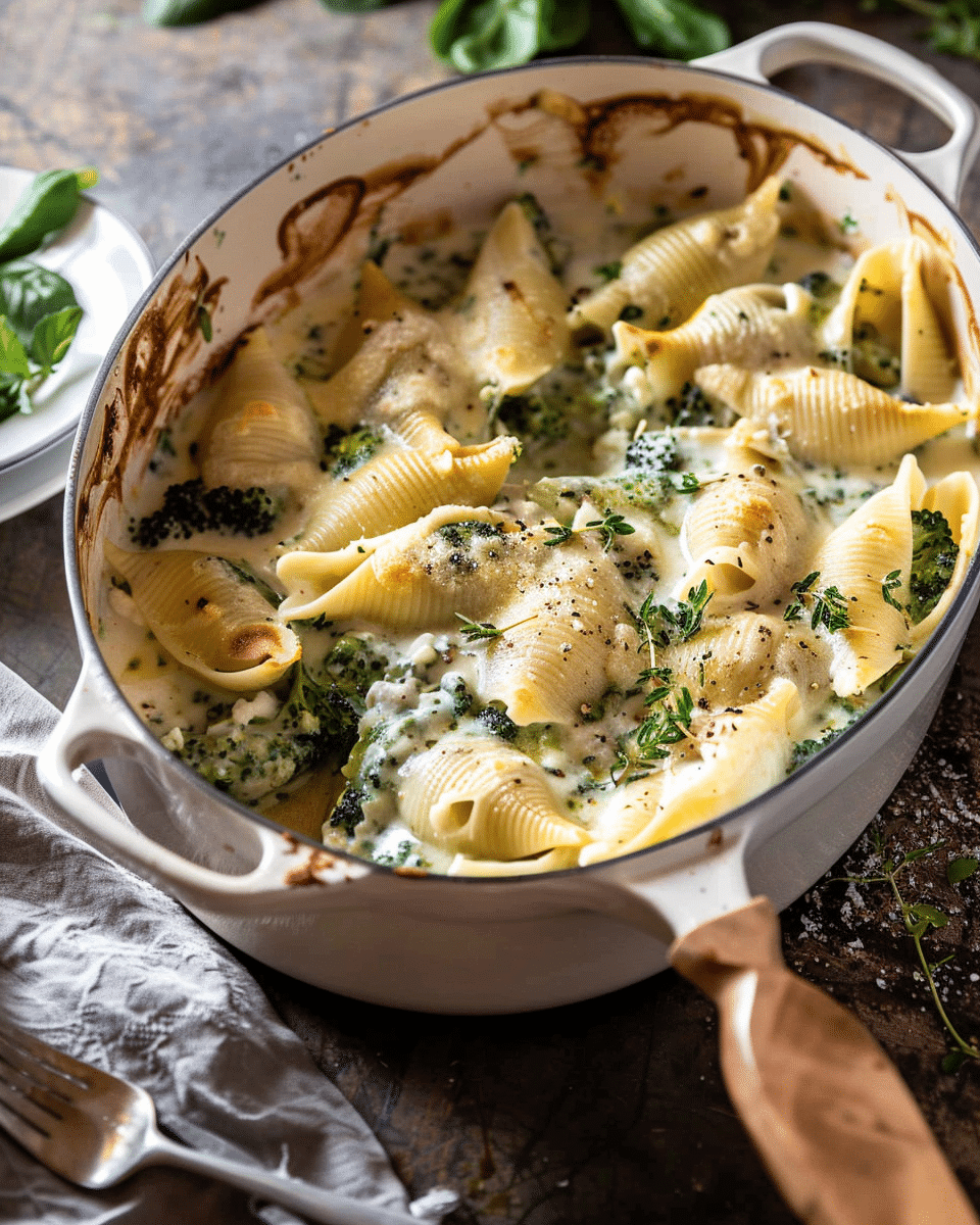One Pot Spinach Broccoli Ricotta Stuffed Shells