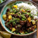 Sticky Ginger Sesame Pineapple Beef