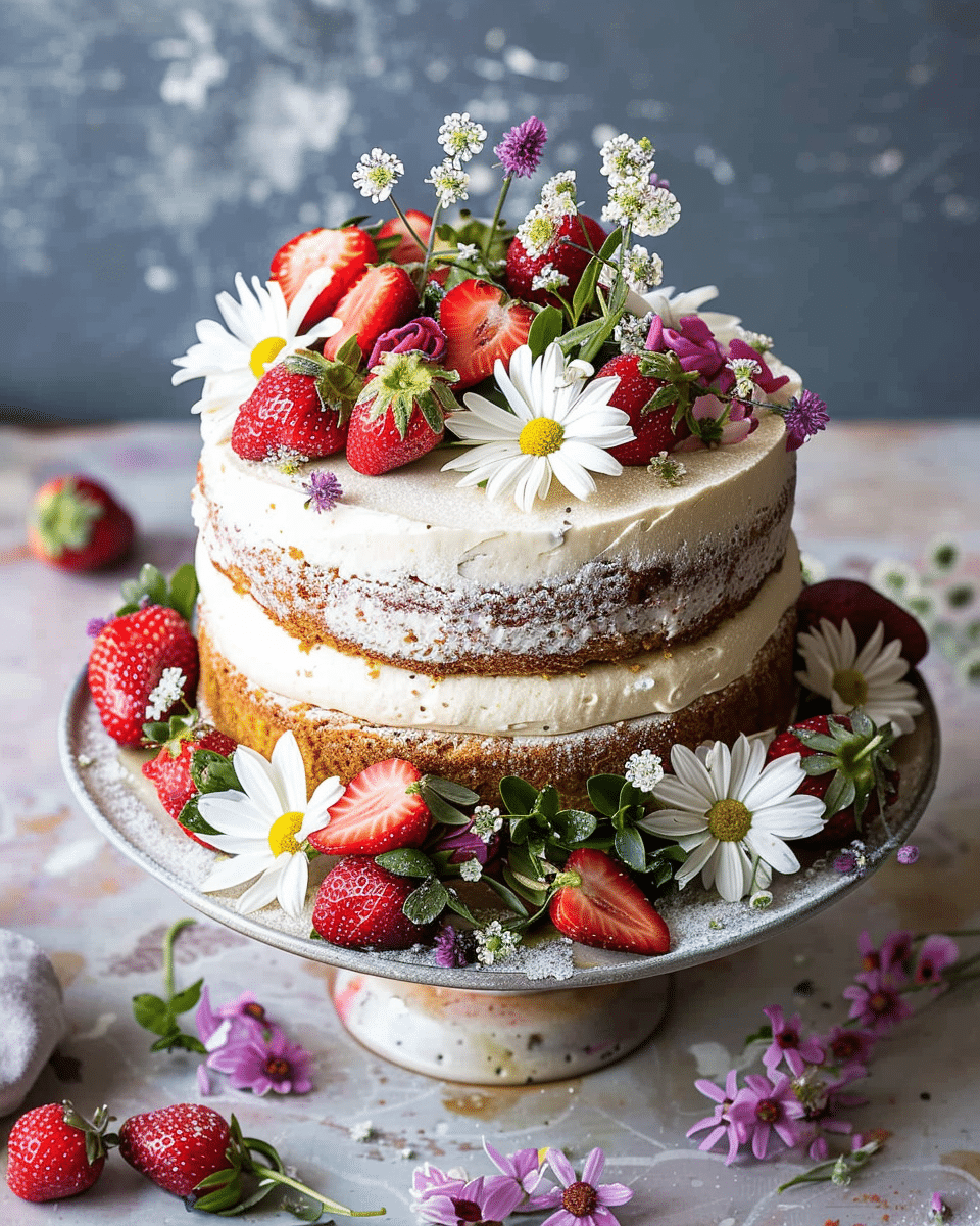 Strawberry Chamomile Naked Cake