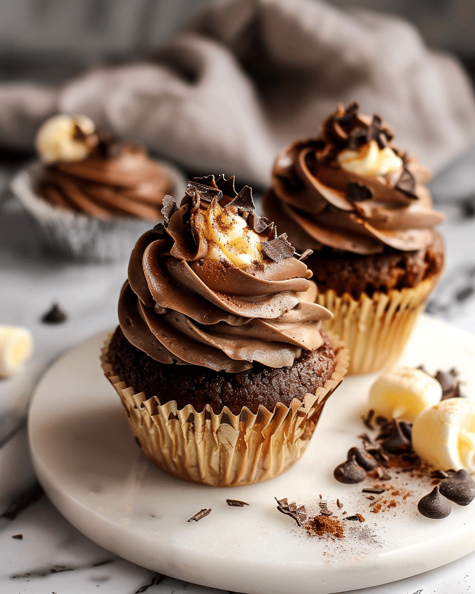 Cupcakes with Whipped Chocolate Marshmallow Frosting
