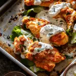 Sheet Pan Buffalo Ranch Chicken with Greek Yogurt Ranch