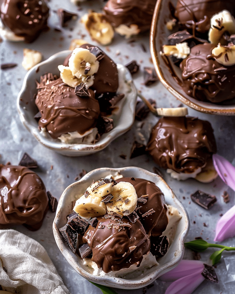 Frozen Chocolate Banana Yogurt Clusters