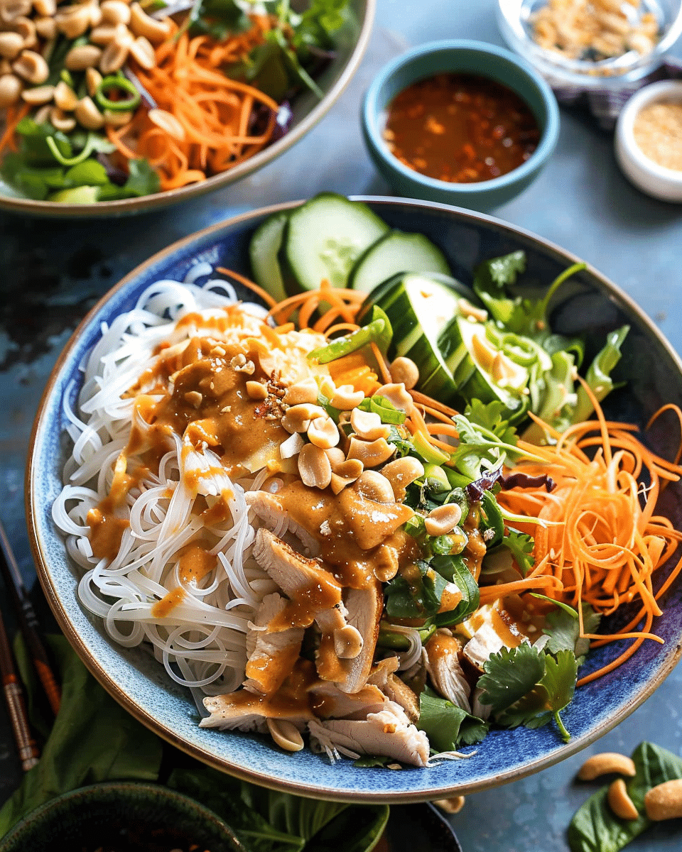 Peanut Chicken Spring Roll Bowl