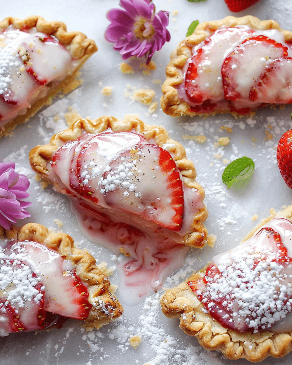 Strawberry Mini Pies with Rose Glaze