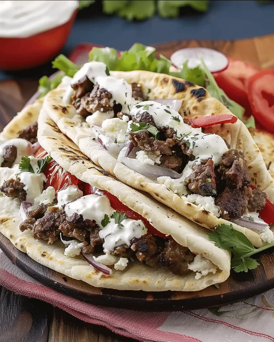Beefy Greek Pita Folds