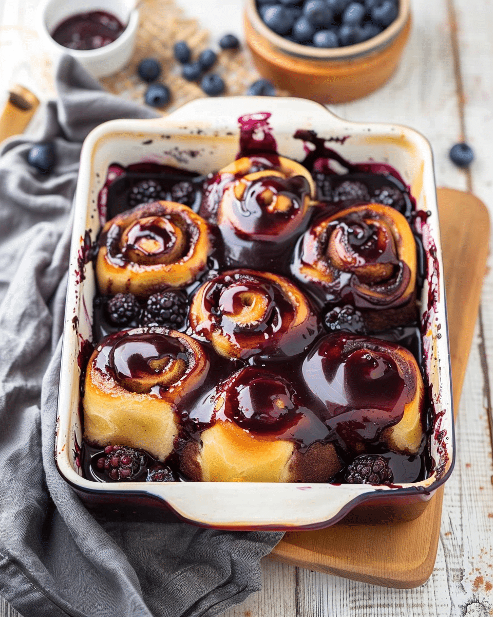 Blueberry Cinnamon Rolls with Blueberry Glaze