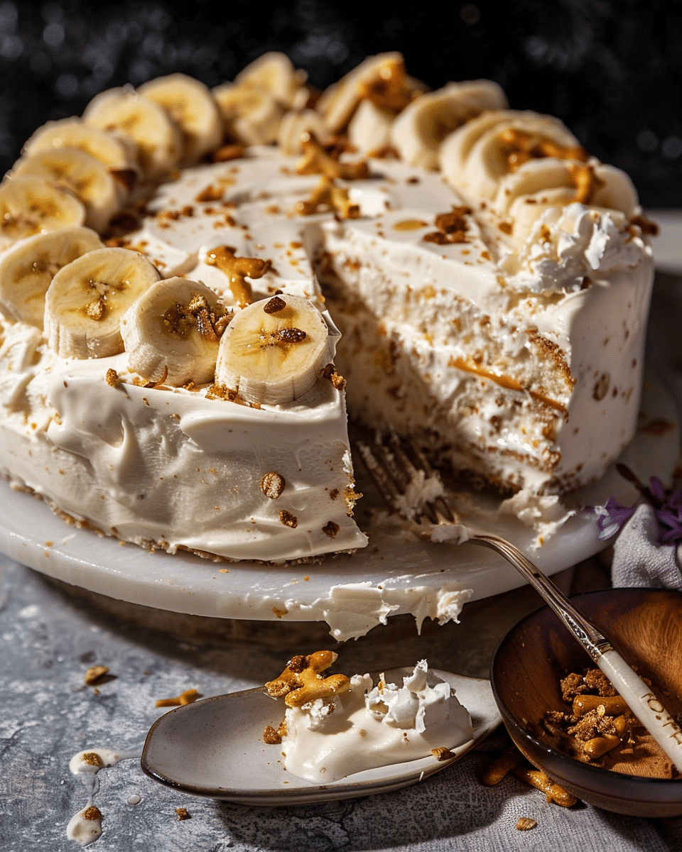 Salty Pretzel Banana Pudding Ice Cream Cake