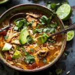 Slow Cooker Chipotle Chicken and Avocado Rice Soup
