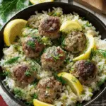 Greek Meatballs with Lemon Dill Rice