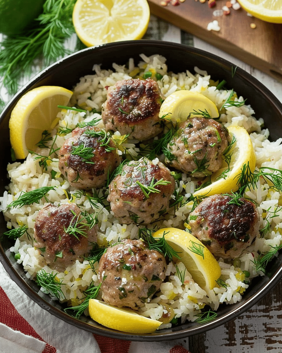 Greek Meatballs with Lemon Dill Rice