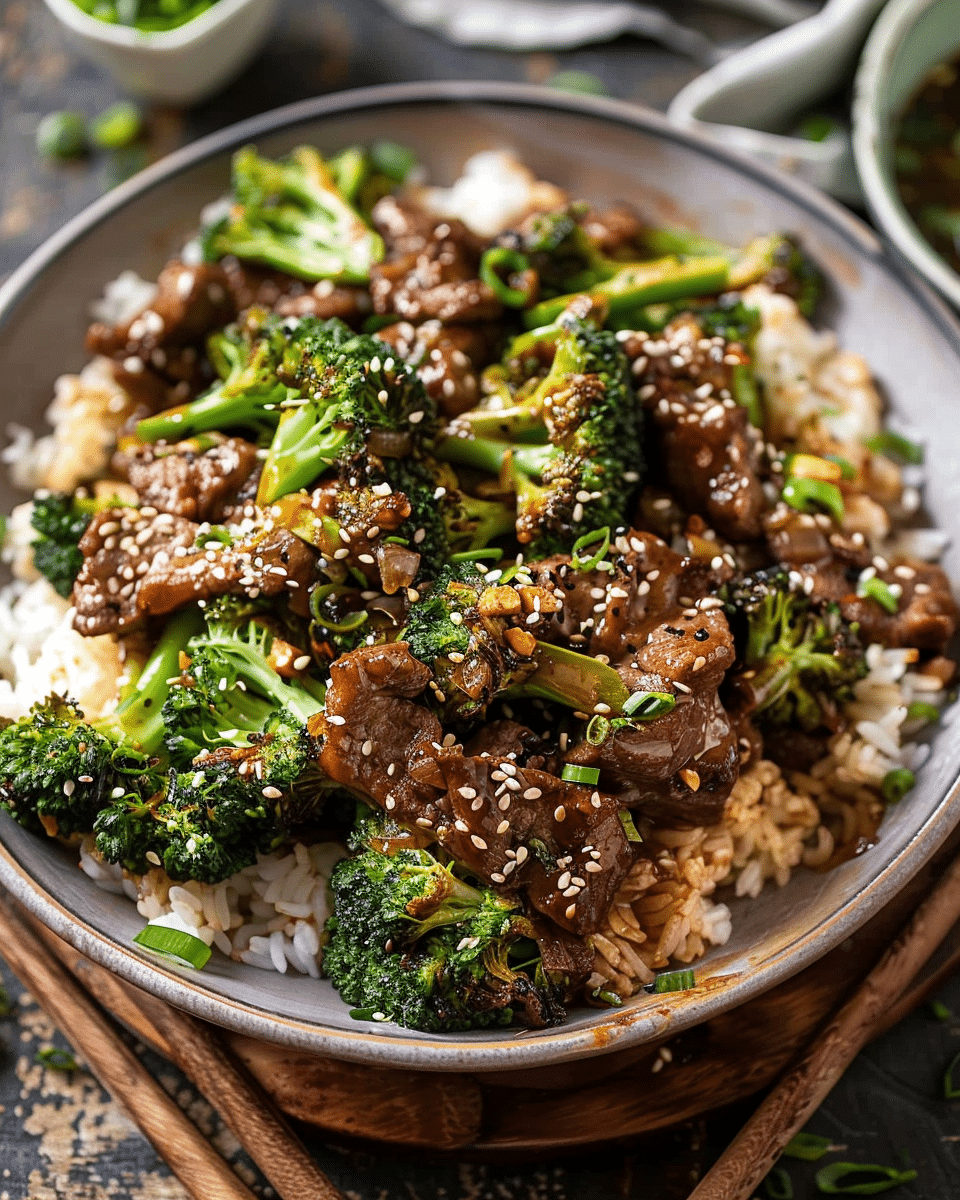 Sheet Pan Spicy Ginger Sesame Beef and Broccoli
