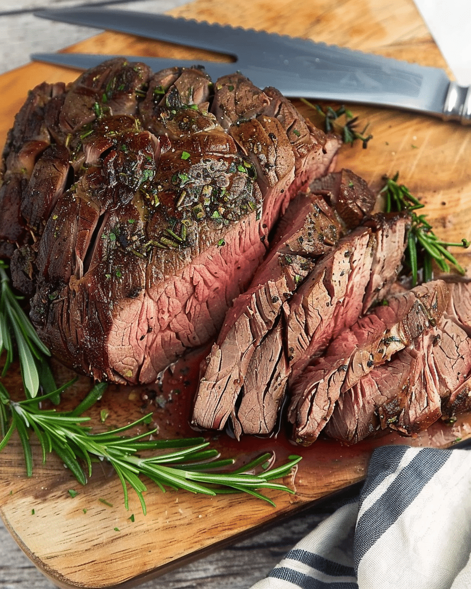 Sliced Herb Crusted Beef Sirloin Tip Roast