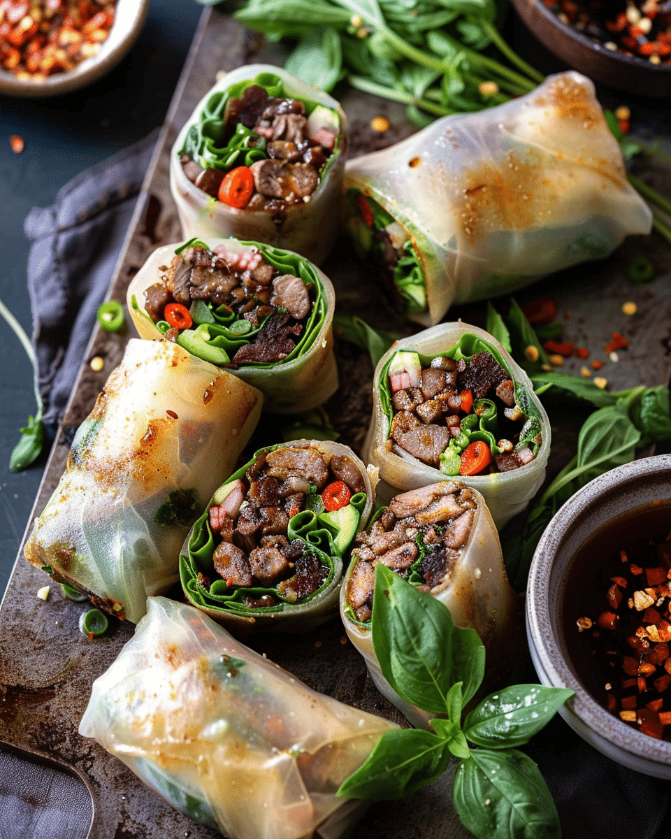 20 Minute Thai Basil Beef Rolls