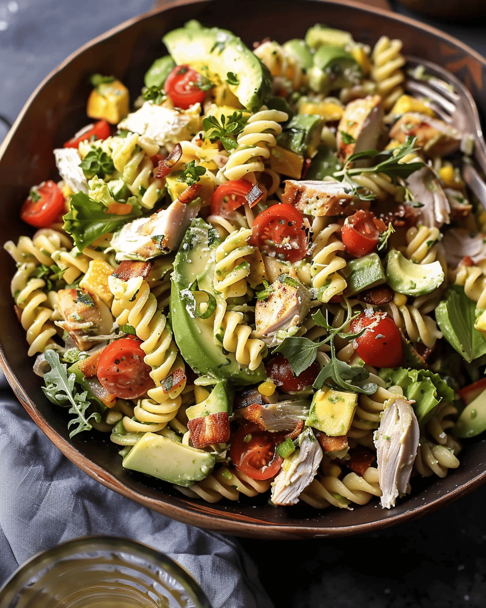 Creamy Avocado Ranch Chicken Pasta Salad