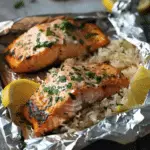 Grilled Salmon and Rice Foil Packs