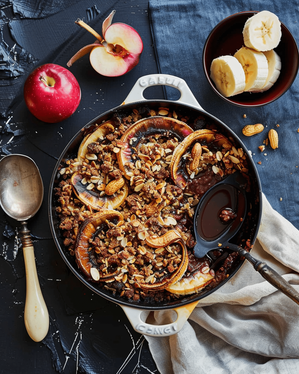 Banana, Peanut and Chocolate Crumble