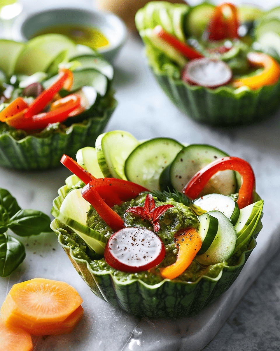 Individual Veggie Cups with Pesto Dip