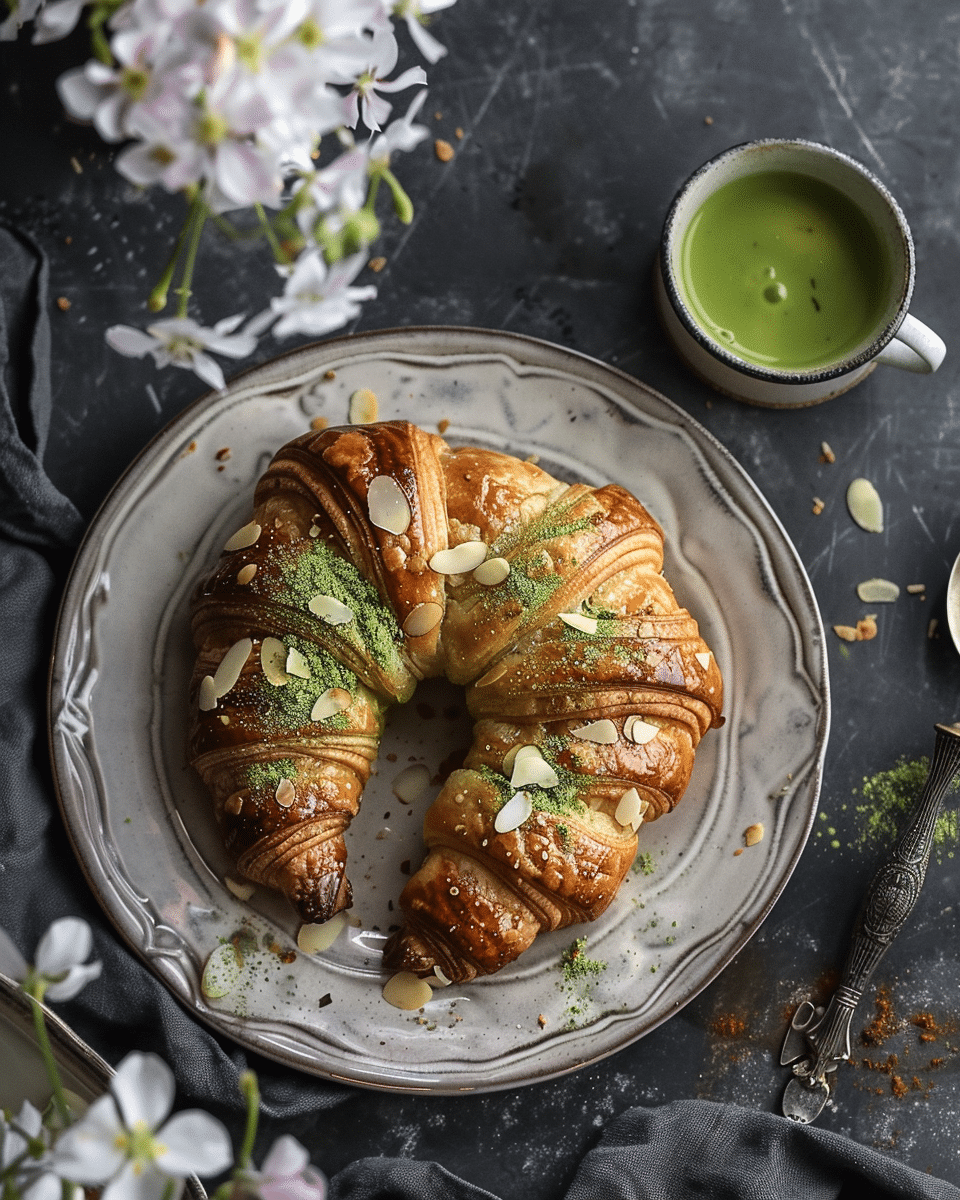 Matcha Almond Croissants