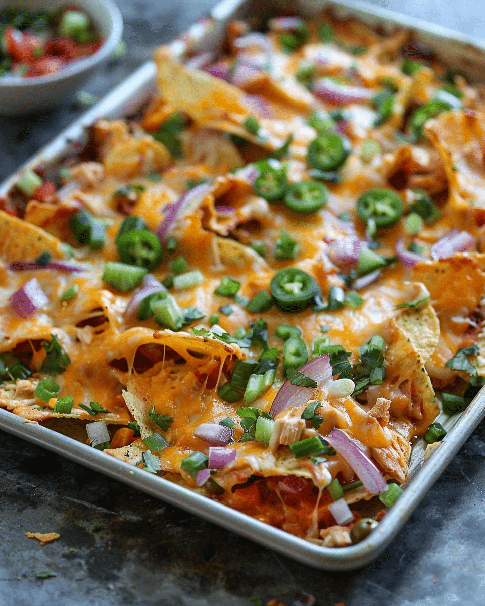 Sheet Pan BBQ Chicken Nachos