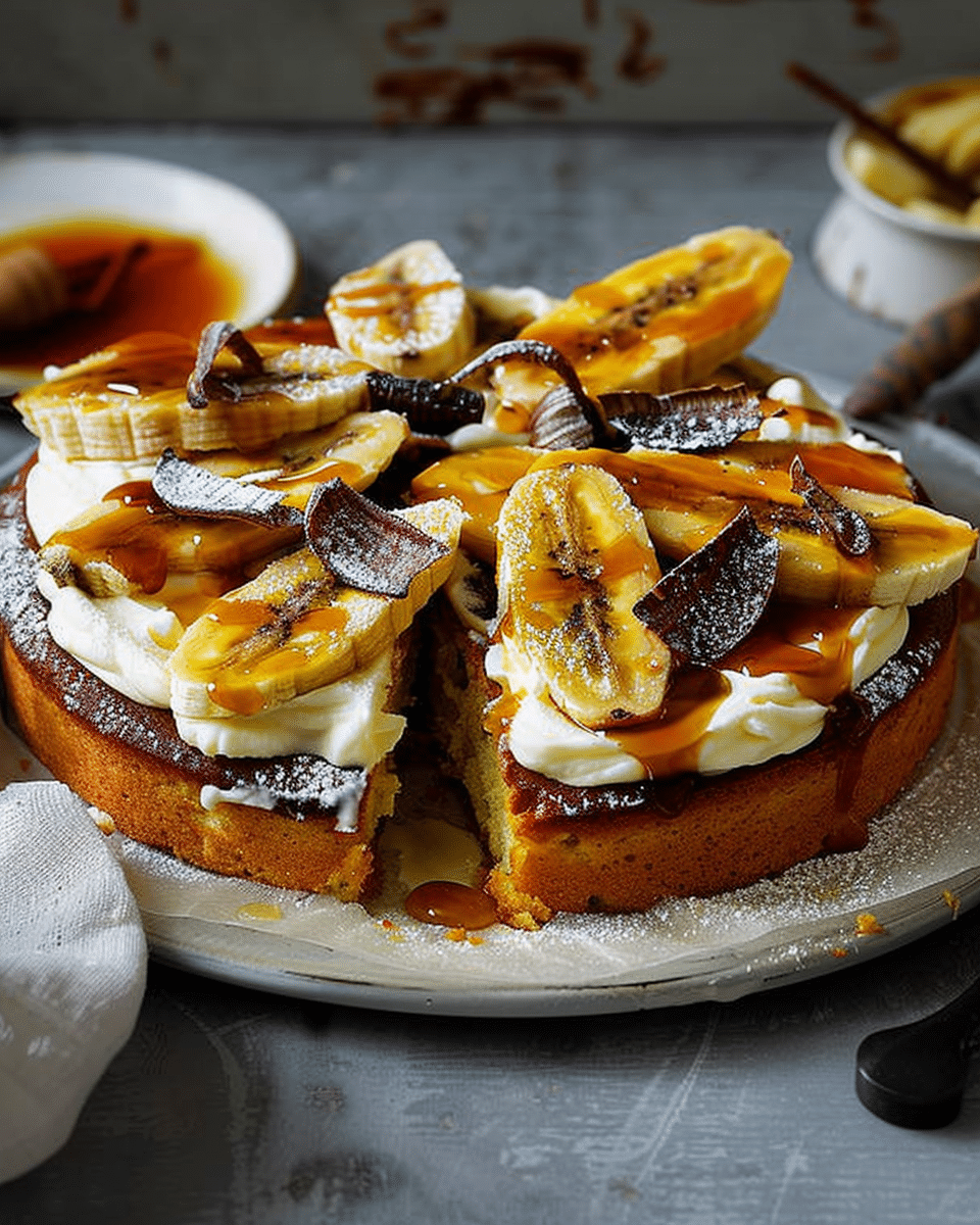 Banana Upside-Down Cake with Bundy Sauce