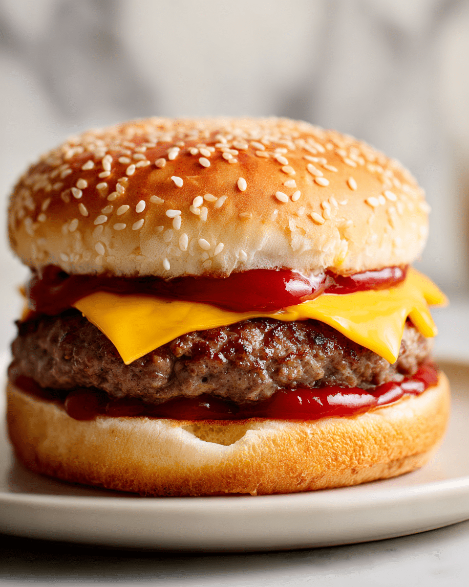 Cheeseburger with Three Visible Layers