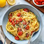 Yellow Spaghetti with Roasted Red Cherry Tomatoes
