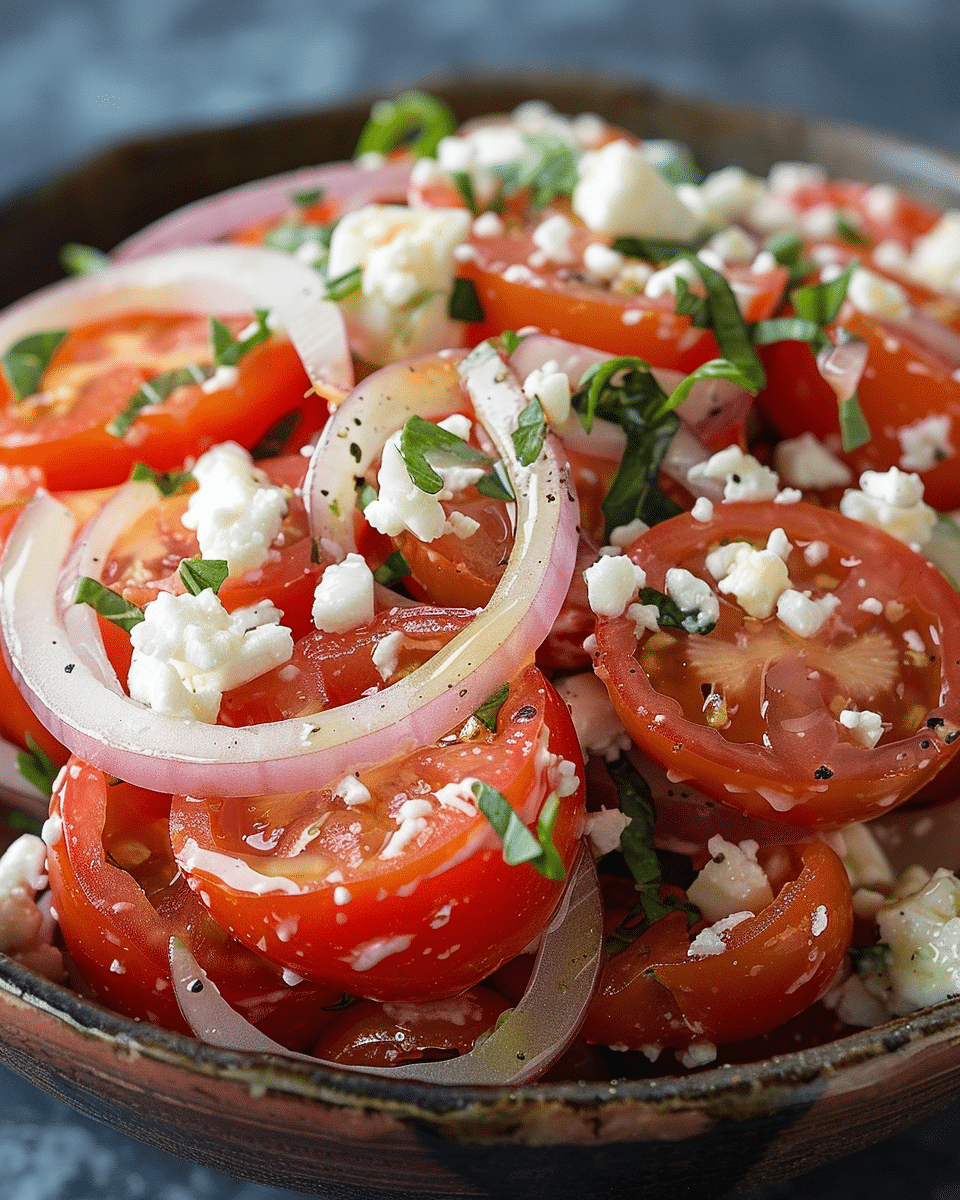 Grape Tomato and Onion Salad with Feta