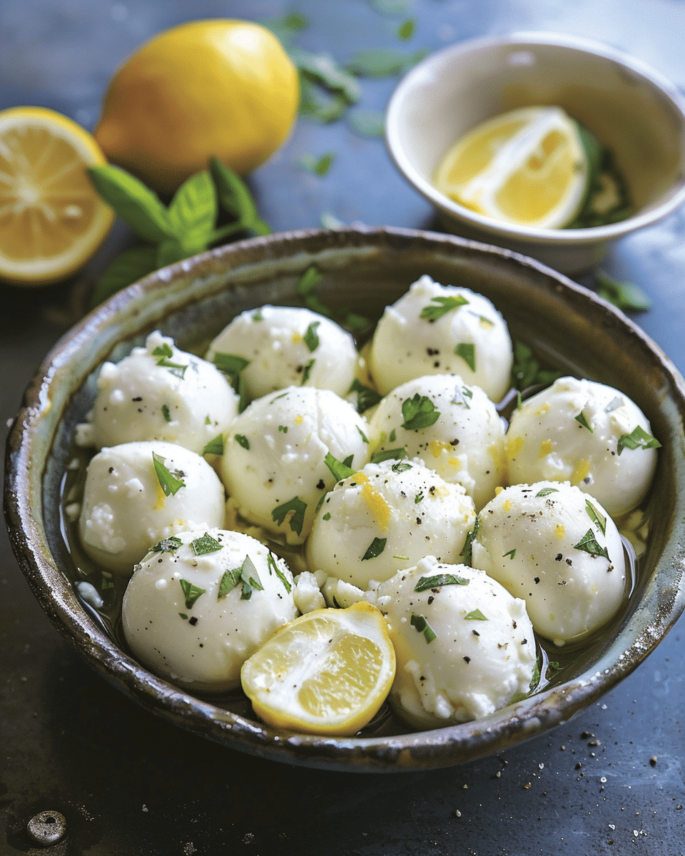 Lemony Marinated Mozzarella Balls
