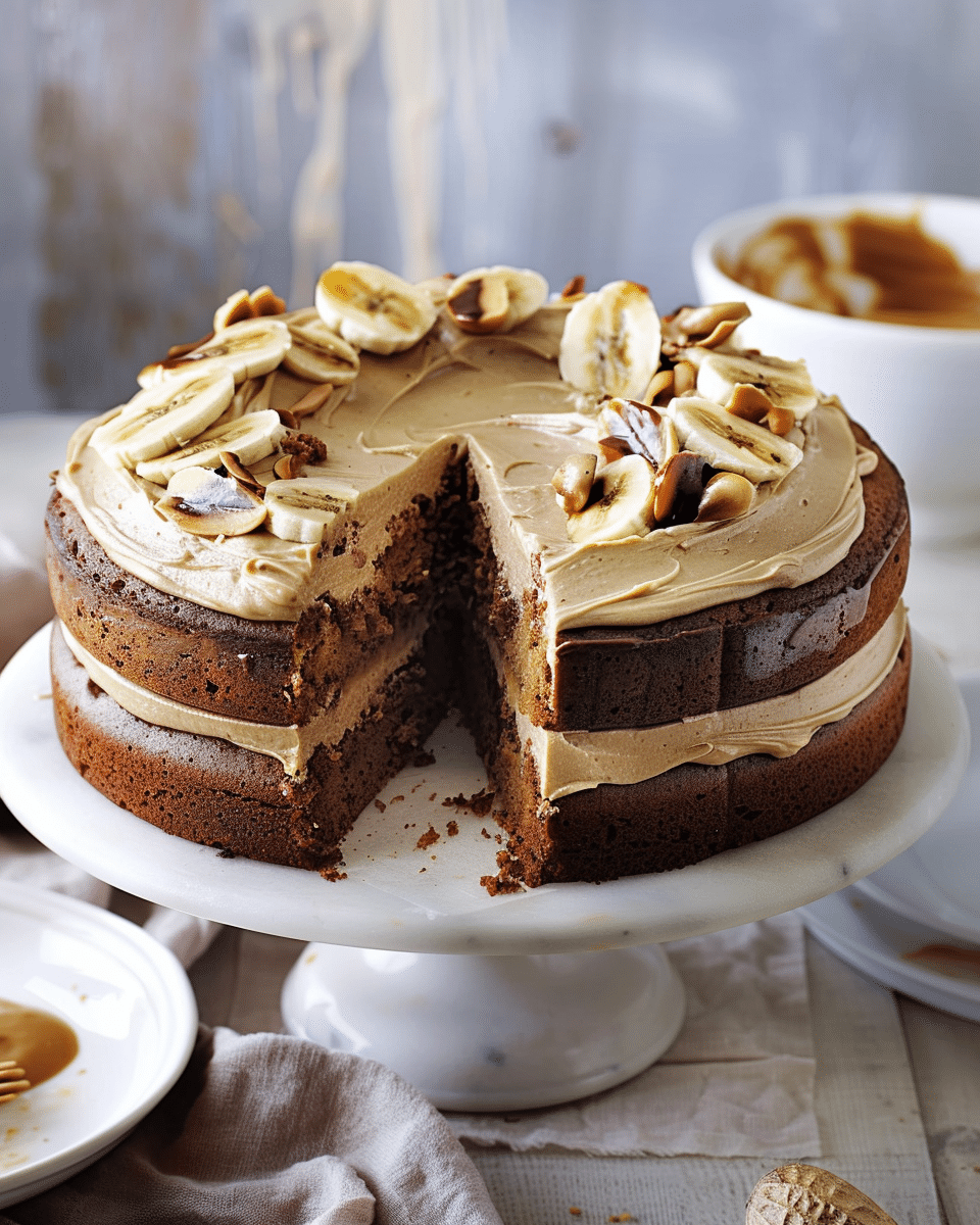 Banana, Peanut Butter and Caramel Mud Cake