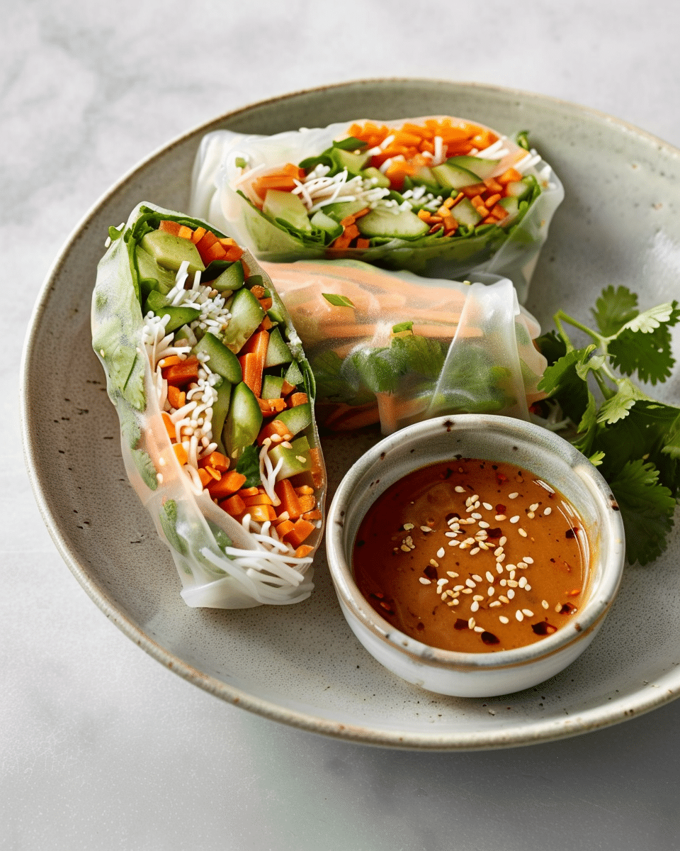 Vegetable Spring Rolls with Peanut Sauce