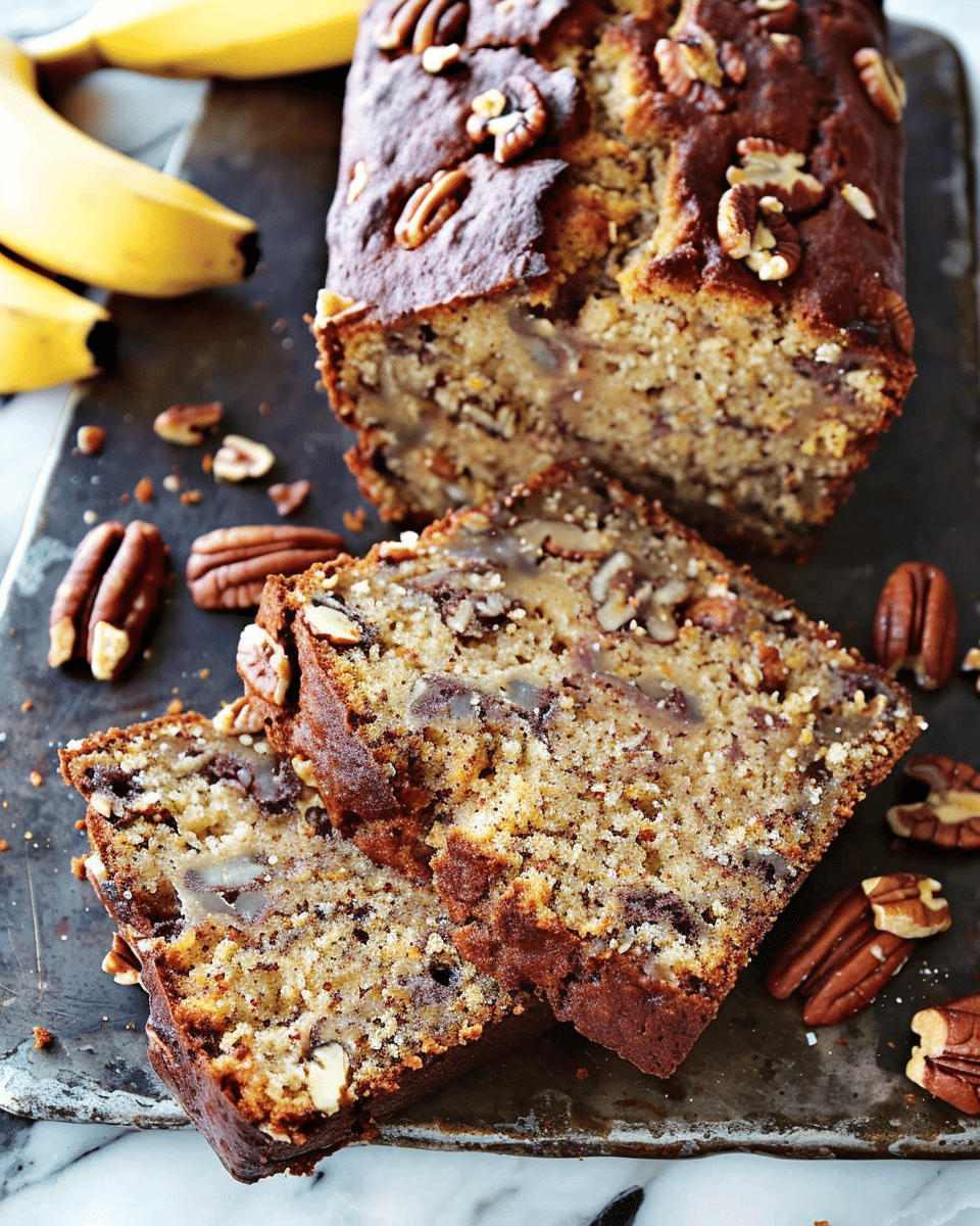 Banana Bread with Pecans and Peanut Brittle
