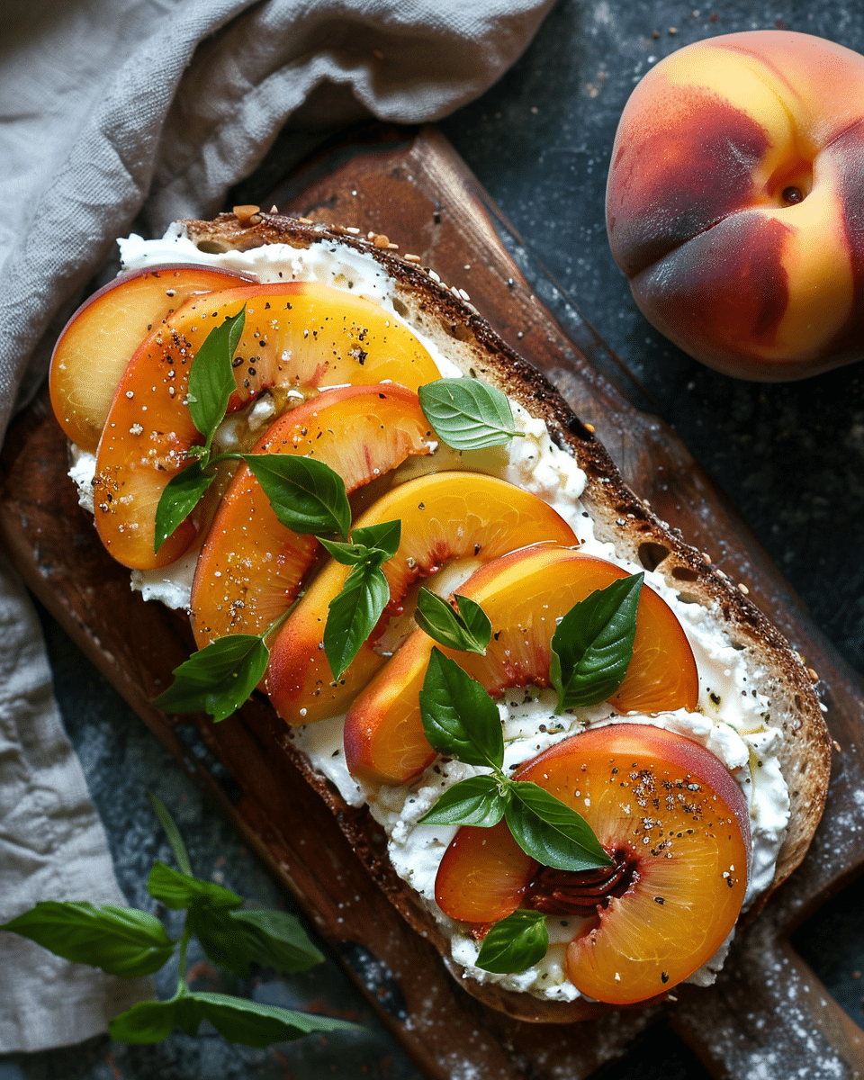 Whipped Ricotta Crostini with Peaches