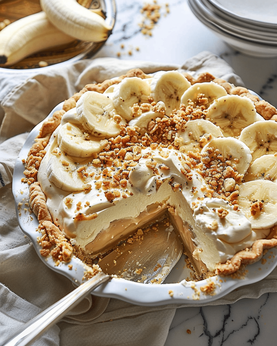 Banana Cream Pie with Sesame Toffee Crunch