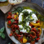 Fried Burrata with Roasted Peppers & Pesto