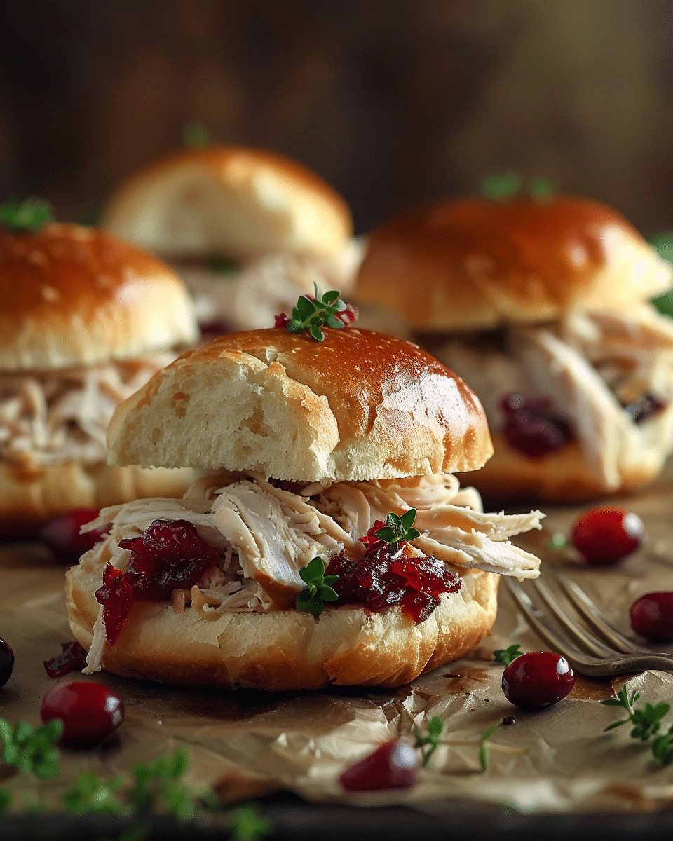 Turkey and Cranberry Sliders with Hawaiian Rolls