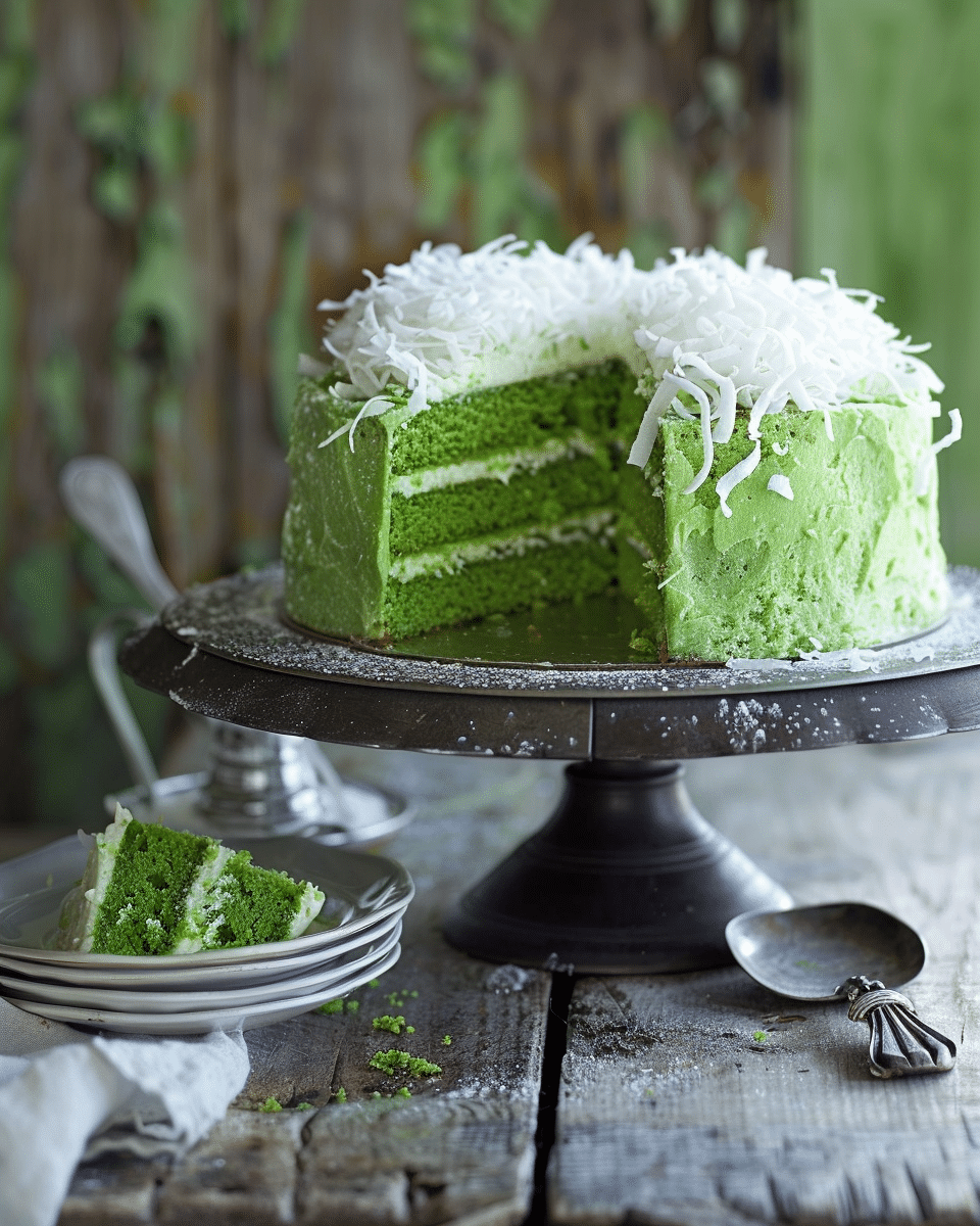 Pandan Coconut Cake