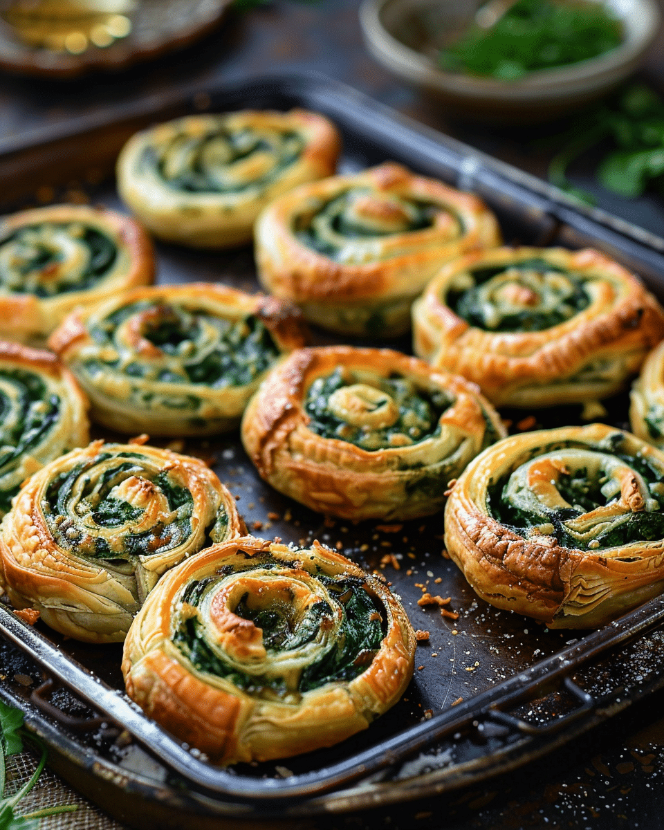 Spinach and Ricotta Puff Pastry Pinwheels