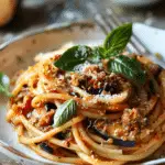Red Pesto Pasta with Eggplant