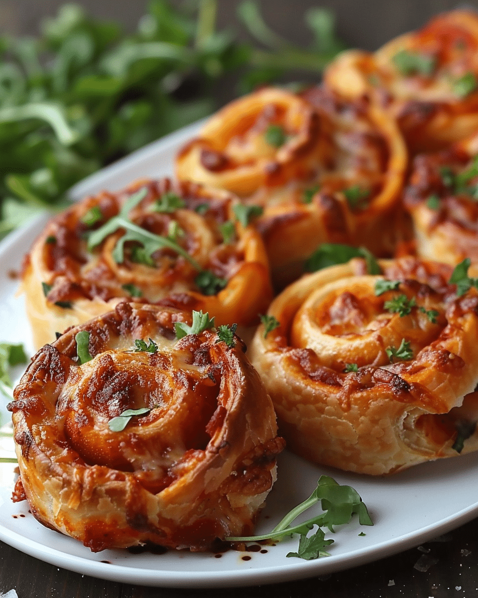 Savory Pizza Scrolls with Puff Pastry