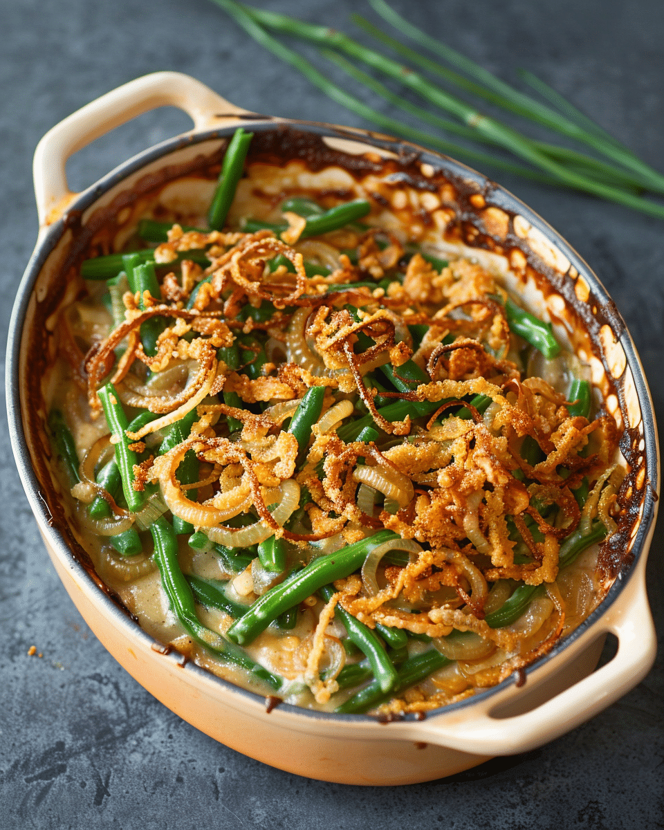 Fresh Green Bean Casserole with Fried Shallots