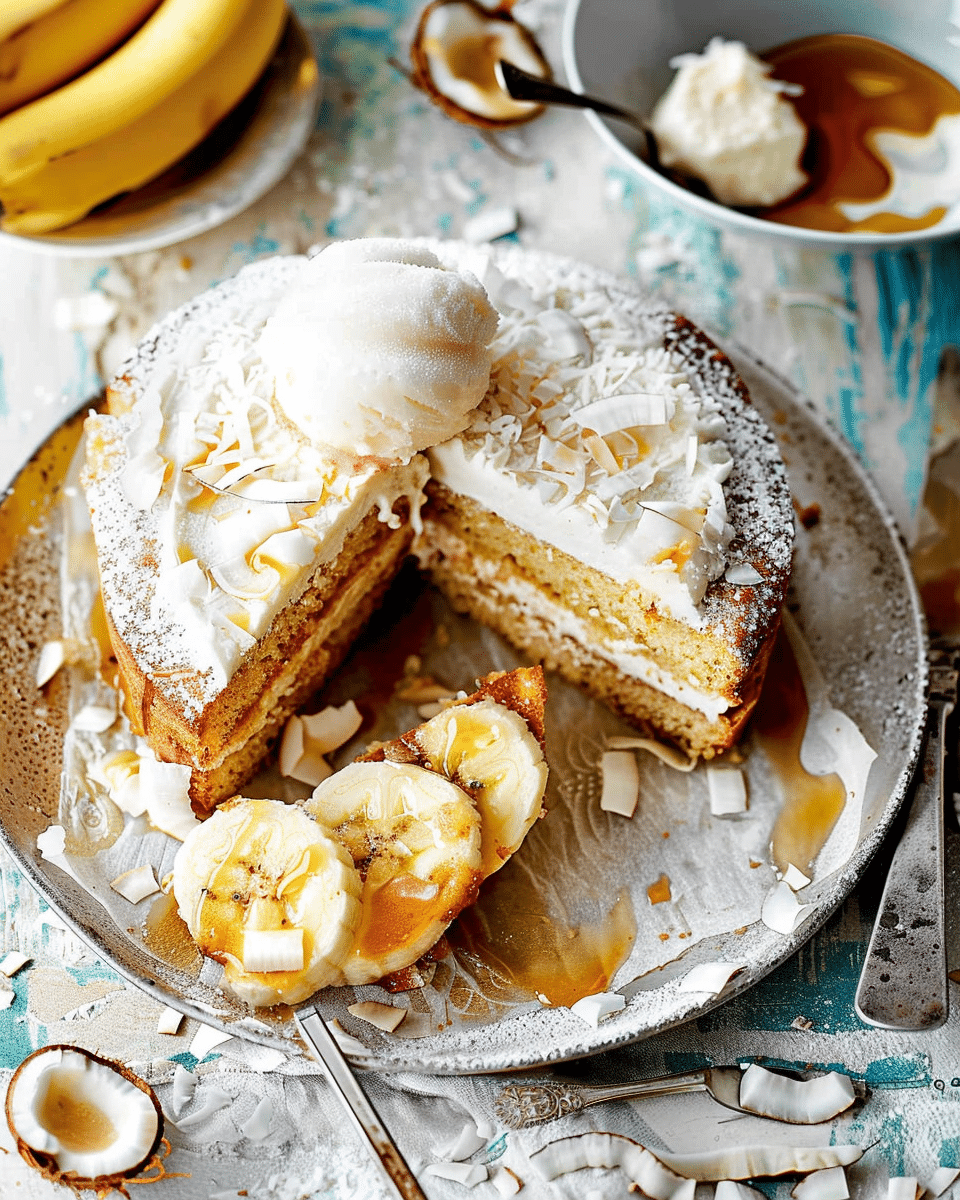 Banana Cake with Coconut Sorbet