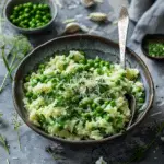 Pea and Wild Garlic Risotto with Cheddar Tuile