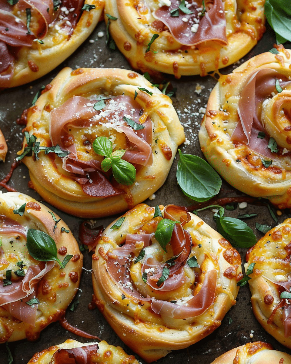 Pizza Pinwheels with Prosciutto and Gorgonzola
