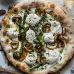 Mushroom and Asparagus White Burrata Cheese Pizza