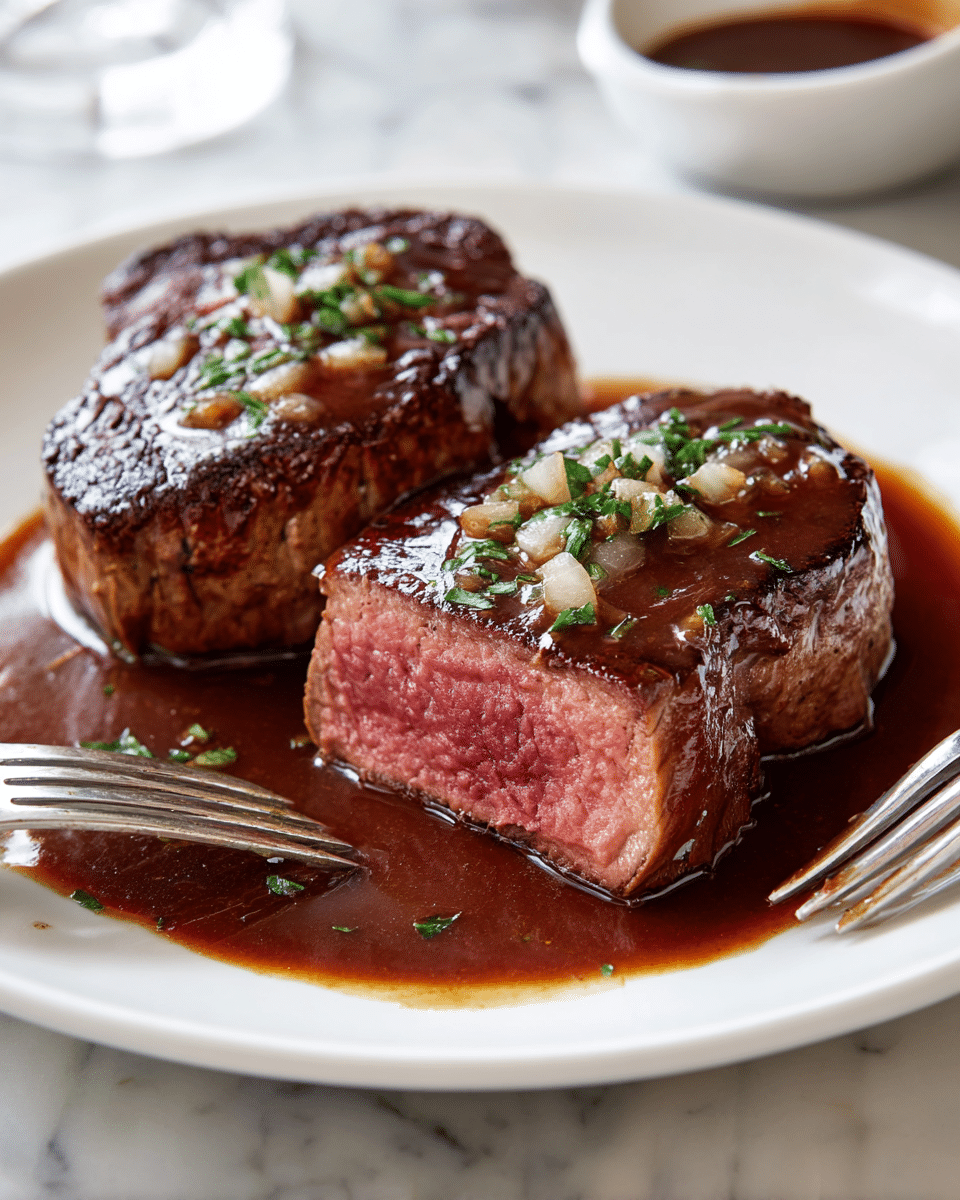 Steak on a White Plate