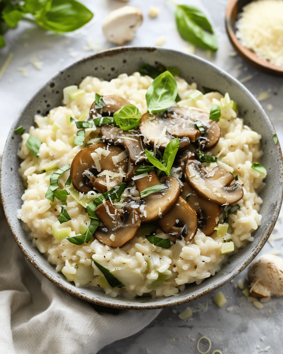 Creamy Mushroom and Leek Risotto, Vegan