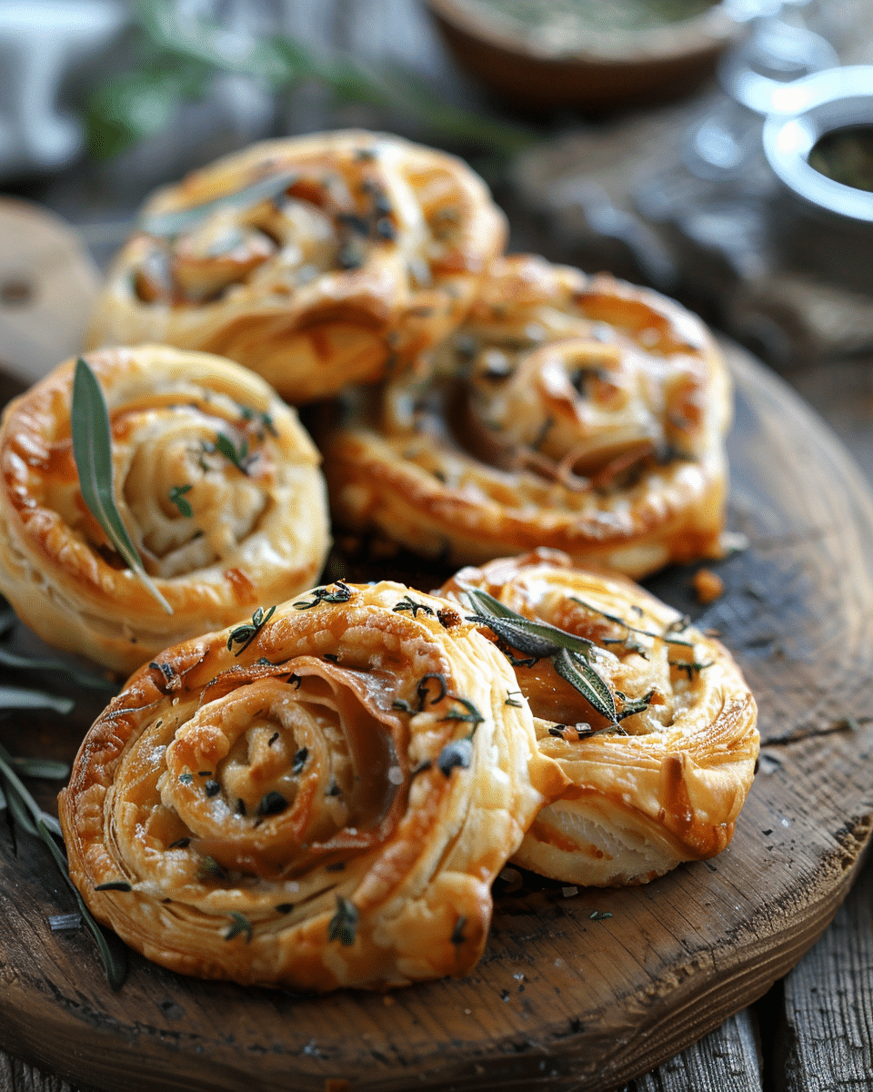  Sage & Gruyere Puff Pastry Pinwheels